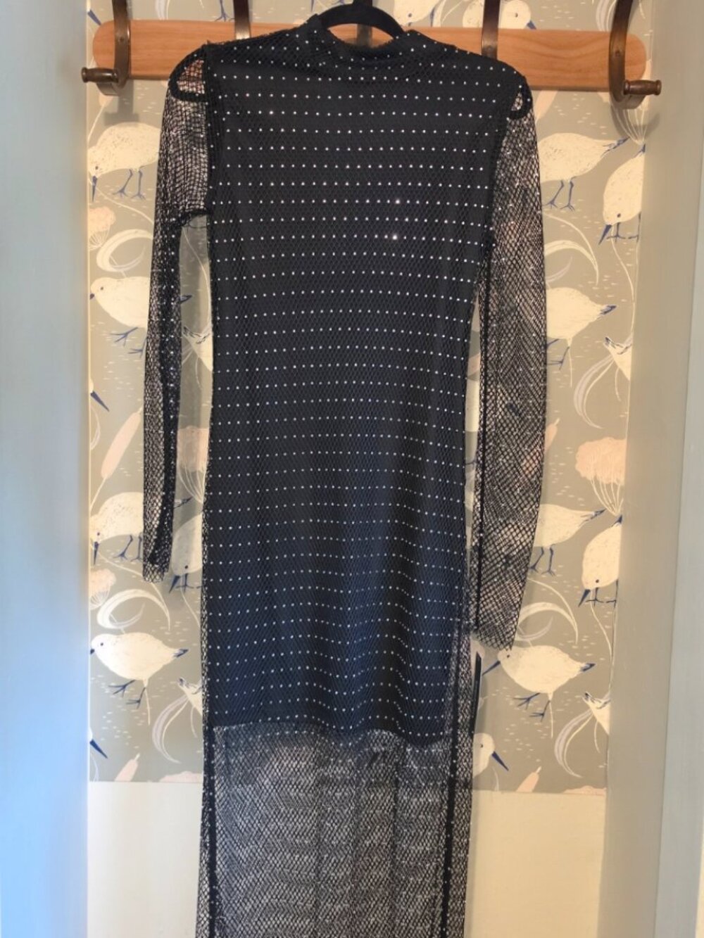 Bebe Sheer Rhinestone Gown
